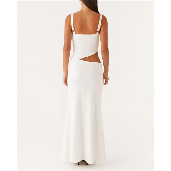 Women Sexy Maxi Dress Cut Out White - Picture 4 of 7